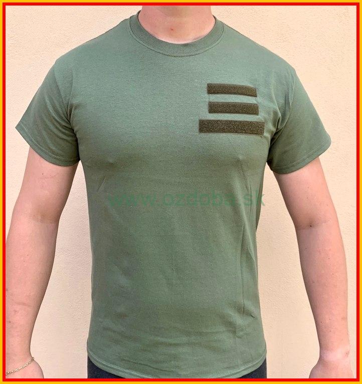 Tričko s hodnosťou a menovkou oliva veľkosť S